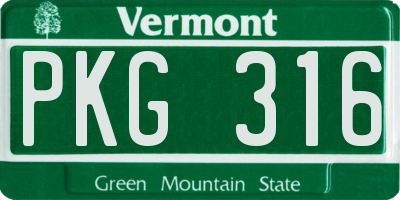 VT license plate PKG316