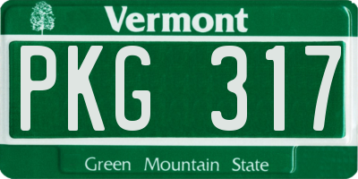 VT license plate PKG317