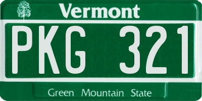 VT license plate PKG321