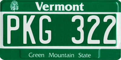 VT license plate PKG322