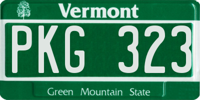 VT license plate PKG323