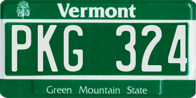 VT license plate PKG324