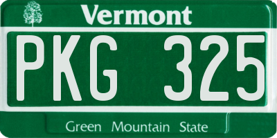 VT license plate PKG325