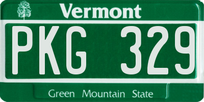 VT license plate PKG329