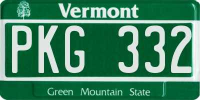 VT license plate PKG332