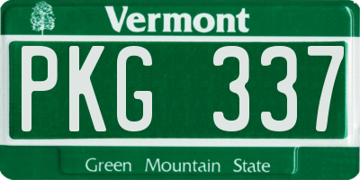 VT license plate PKG337