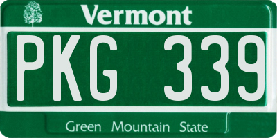 VT license plate PKG339