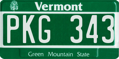 VT license plate PKG343