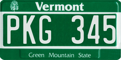 VT license plate PKG345