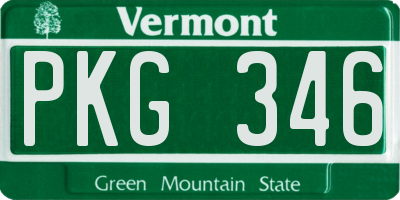 VT license plate PKG346