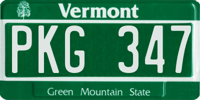 VT license plate PKG347
