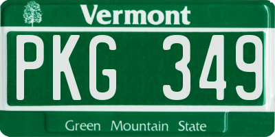 VT license plate PKG349