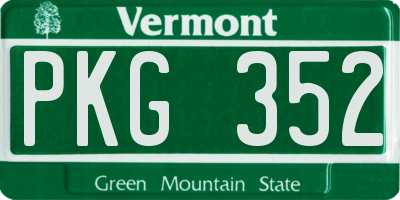 VT license plate PKG352