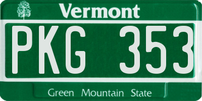 VT license plate PKG353