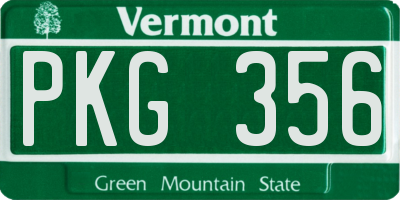 VT license plate PKG356