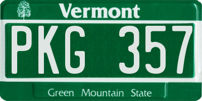 VT license plate PKG357