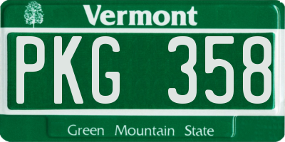 VT license plate PKG358