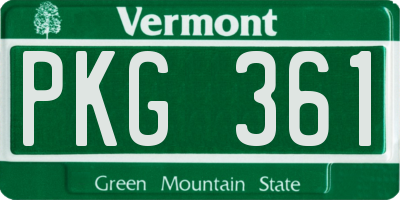 VT license plate PKG361