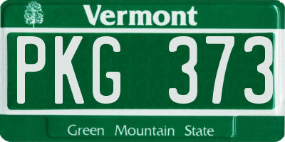 VT license plate PKG373