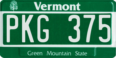 VT license plate PKG375