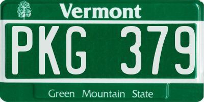 VT license plate PKG379