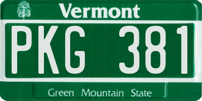 VT license plate PKG381
