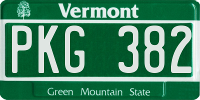 VT license plate PKG382