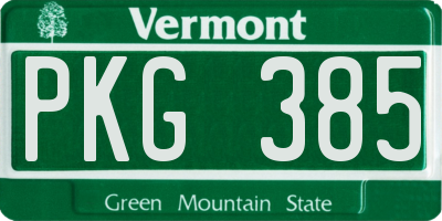 VT license plate PKG385