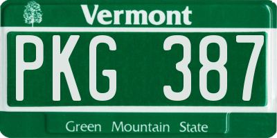 VT license plate PKG387