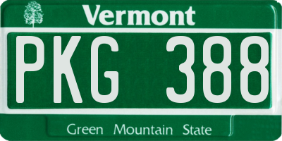 VT license plate PKG388
