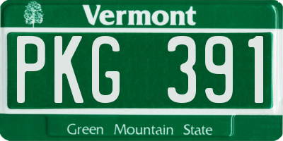 VT license plate PKG391
