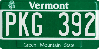 VT license plate PKG392