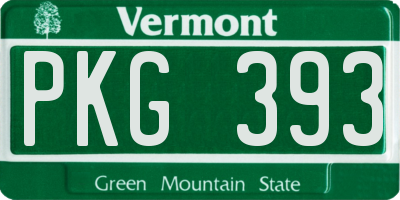VT license plate PKG393