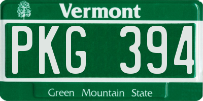 VT license plate PKG394