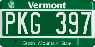 VT license plate PKG397