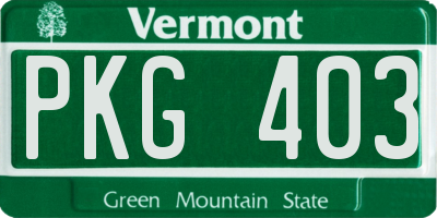 VT license plate PKG403