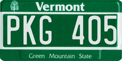 VT license plate PKG405