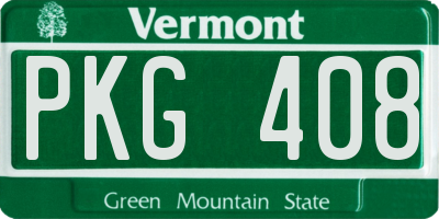 VT license plate PKG408