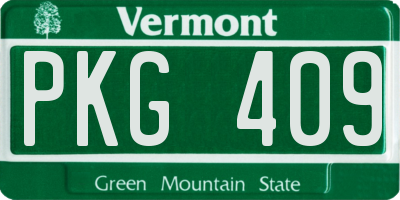 VT license plate PKG409