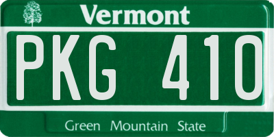 VT license plate PKG410