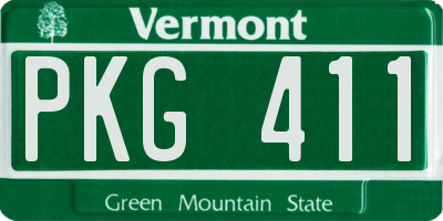 VT license plate PKG411