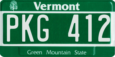 VT license plate PKG412