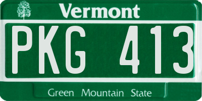 VT license plate PKG413