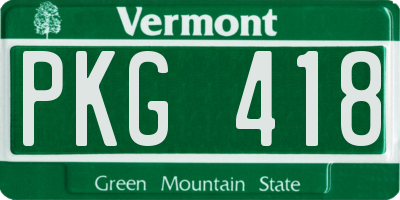 VT license plate PKG418