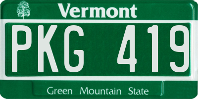 VT license plate PKG419