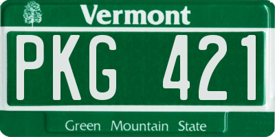 VT license plate PKG421
