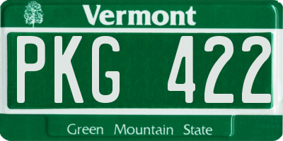 VT license plate PKG422