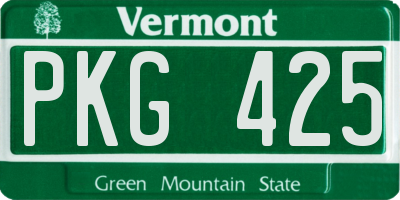 VT license plate PKG425