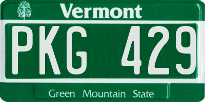 VT license plate PKG429