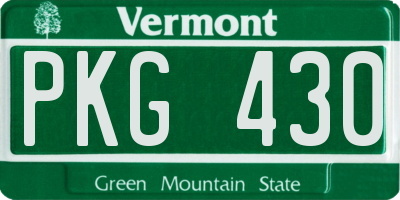 VT license plate PKG430